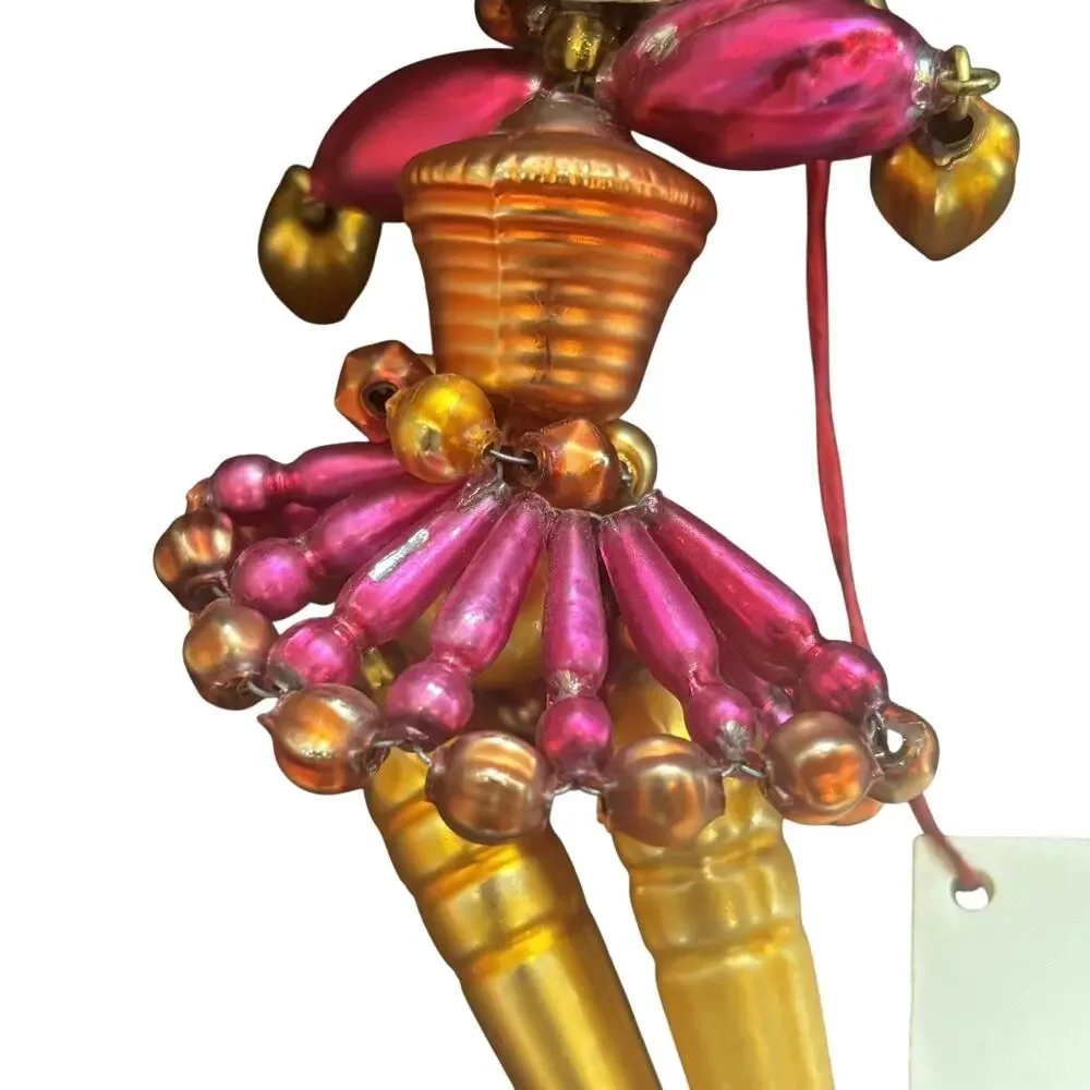 Christopher Radko Wigglets Lady Bead Dancer Ornament Pink Gold Retired Czech